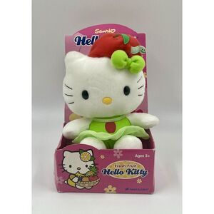 Hello Kitty Plush Red Apple Worm Green Tutu Nakajima 2003 6" IOB Fresh Fruit